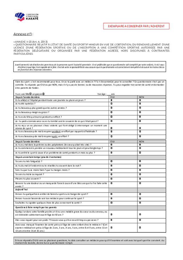 Aperçu de 01 - QUESTIONNAIRE SANTE - LICENCIES MINEURS.pdf